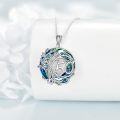 wholesale 925 Sterling Silver Round Blue Crystal 50th Anniversary Tree of Life Necklace for Women and Men-0-1