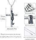 wholesale 925 Sterling Silver Black Cat on Cross Pendant Necklace for Women and Men-0-5
