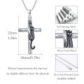 wholesale 925 Sterling Silver Black Cat on Cross Pendant Necklace for Women and Men-0-5