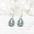 wholesale 925 Sterling Silver Blue Abalone Shell Bee Filigree Teardrop Dangle Leverback Earrings-0-2