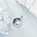 wholesale 925 Sterling Silver Pearl Wave Ocean Jewelry Necklace Pendant for Women Gifts-0-2