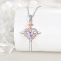 wholesale Sterling Silver Birthstones Rose Cross Heart Crucifix Pendant Necklace for Women-0-48
