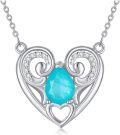 wholesale 925 Sterling Silver Turquoise Teardrop Heart Pendant Necklace for Women-0-0