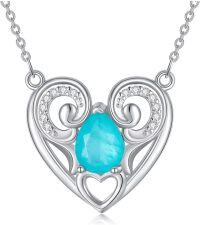 wholesale 925 Sterling Silver Turquoise Teardrop Heart Pendant Necklace for Women-Style 11