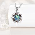 wholesale 925 Sterling Silver Abalone Shell Lotus Flower Wooden Bead Pendant Necklace-0-1