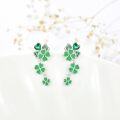 wholesale 925 Sterling Silver Green Crystal Shamrock Drop Earrings 4-Leaf Clover Pendant Irish Jewelry-0-1