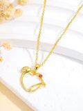 TOUPOP 14K Gold CZ Stethoscope Heart Pendant Necklace-0-3