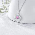 TOUPOP Sterling Silver Pink Opal Pendant Necklace For Women Birthday Mother's Day Gift-0-3