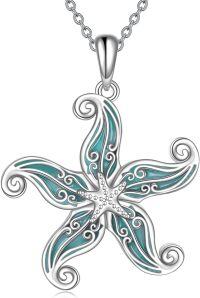 wholesale 925 Sterling Silver Starfish Wave Ocean Beach Necklace for Women s-starfish