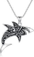 wholesale 925 Sterling Silver Shark Necklace for Women Mens Gifts Ocean Animal Charm Jewelry 45cm Chain Length-0-0