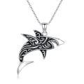 wholesale 925 Sterling Silver Shark Necklace for Women Mens Gifts Ocean Animal Charm Jewelry 45cm Chain Length-0-0