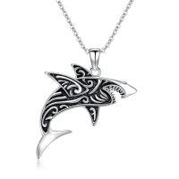 wholesale 925 Sterling Silver Shark Necklace for Women Mens Gifts Ocean Animal Charm Jewelry 45cm Chain Length-Shark Necklace