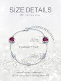 wholesale 925 Sterling Silver Heart-Shaped Ruby Stone Lotus Flower Charm Adjustable Bracelet Gift for Women and Girls-0-1