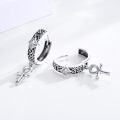 wholesale Silver Metal Stone Ankh Hoop Earrings for Men & Women - 925 Sterling Silver Jewelry-0-2