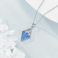 wholesale 925 Sterling Silver Blue Opal Wave Pendant Necklace with Gold Accents-0-2
