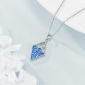 wholesale 925 Sterling Silver Blue Opal Wave Pendant Necklace with Gold Accents-0-2