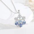 wholesale 925 Sterling Silver Blue Crystal Snowflake Pendant Necklace for Women-0-2