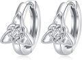 wholesale 925 Sterling Silver Triquetra Trinity Knot Huggie Hoop Earrings Celtic Style Jewelry for Women-0-0