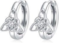 wholesale 925 Sterling Silver Triquetra Trinity Knot Huggie Hoop Earrings Celtic Style Jewelry for Women-Celtic Knot Trinity Earrings