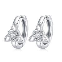 wholesale 925 Sterling Silver Triquetra Trinity Knot Huggie Hoop Earrings Celtic Style Jewelry for Women-Celtic Knot Trinity Earrings
