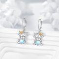 wholesale 925 Sterling Silver Moonstone Heart Cow Dangle Earrings for Women Girls Gifts-0-1
