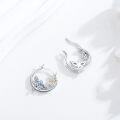 wholesale 925 Sterling Silver Dragonfly Flower Leverback Hoop Earrings with Blue and Yellow Stones-0-2