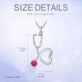 wholesale 925 Sterling Silver Clear Birthstone Heart Stethoscope Pendant Necklace for Nurse-0-4