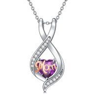 wholesale 925 Sterling Silver Mom Heart Pendant Necklace-02-February