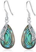 wholesale 925 Sterling Silver Abalone Shell Teardrop Celtic Knot Dangle Earrings for Women-0-0