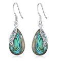 wholesale 925 Sterling Silver Abalone Shell Teardrop Celtic Knot Dangle Earrings for Women-0-0