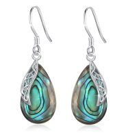 wholesale 925 Sterling Silver Abalone Shell Teardrop Celtic Knot Dangle Earrings for Women-Abalone
