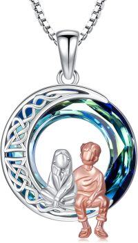 wholesale 925 Sterling Silver Celtic Knot Mother & Son Swarovski Crystal Necklace for Women-Crystal-Sister Brother