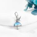 wholesale 925 Sterling Silver Blue Crystal Mushroom Fairy Pendant Charm Bracelet for Women and Girls-0-2