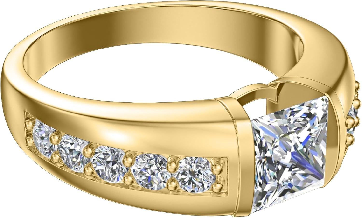 Sterling Silver Moissanite Men s Wedding Band w 1 1 5ct D VVS1 Princess-0-4