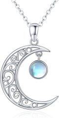 wholesale 925 Sterling Silver Opalite Crescent Moon Pendant Necklace with Celtic Knot Design-0-0