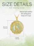 TOUPOP 14K Gold Plated Sterling Silver Jade Tree Of Life Necklace-0-4