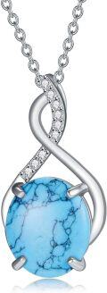wholesale 925 Sterling Silver Turquoise Infinity Pendant Necklace for Women - Vintage Bohemian Victorian Style s-0-0