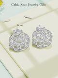 wholesale 925 Sterling Silver Celtic Knot Tree of Life Heart Stud Earrings - Irish  for Women-0-4