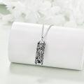 wholesale 925 Sterling Silver Black Enamel Floral Cylinder Keepsake Pendant with Chain and Funnel Set - 3D Flower Design Memorial Jewelry for Ashes (Women's)-0-2