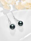 wholesale 925 Sterling Silver Teardrop Black Pearl & Cubic Zirconia Dangle Earrings for Women Gift Ideas-0-1