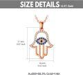wholesale 14K Rose Gold  Blue Sapphire Evil Eye Hand of Fatima Pendant Necklace for Women-0-4