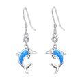 wholesale 925 Sterling Silver Blue Dolphin Earrings With Clear Crystals And Enamel Detailing For Women And Girls-0-0