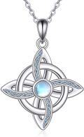 wholesale 925 Sterling Silver Moonstone Celtic Triquetra Wiccan Witch Knot Pendant Necklace-0-0