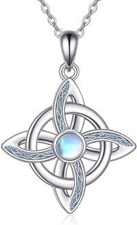 wholesale 925 Sterling Silver Moonstone Celtic Triquetra Wiccan Witch Knot Pendant Necklace-witches knot 2