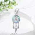 wholesale 925 Sterling Silver Dreamcatcher Feather Pendant Necklaces with Austrian Crystals for Women and Girls-0-3