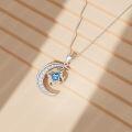 wholesale 925 Sterling Silver Crescent Moon & Blue Stone Pendant Necklace with Stars and Clouds Design-0-2
