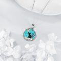 wholesale 925 Sterling Silver Turquoise Stone Star Black Cat Pendant Necklace Gift for Women-0-4