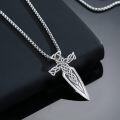 wholesale 925 Sterling Silver Celtic Cross and Sword Pendant Necklace - Gothic Viking Jewelry for Men & Women-0-2