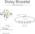 wholesale 925 Sterling Silver Daisy Flower Chain Link Bracelet Minimalist Fine s for Women Girls Mothers Day Birthdays Anniversaries Christmas-0-5