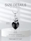 wholesale 925 Sterling Silver Heart-Shaped Black Crystal Skull Pendant Necklace for Women-0-1